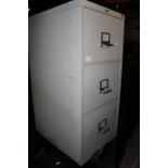 A Harvey grey finish metal three drawer filing cabinet, 47 cm x 61 cm x 101 cm high.
