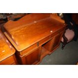 A Victorian satinwood washstand with shaped gallery, kneehole fitted,