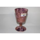 A Victorian puce lustre ware pottery beaker, 14 cm high.