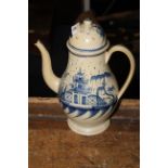 A 19th century Delft baluster coffee pot,