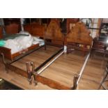 A pair of 1920's walnut single beds in The Queen Anne style,