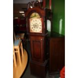 A 19th century oak and mahogany cased 30 hour longcase clock, with painted dial, striking on a bell,