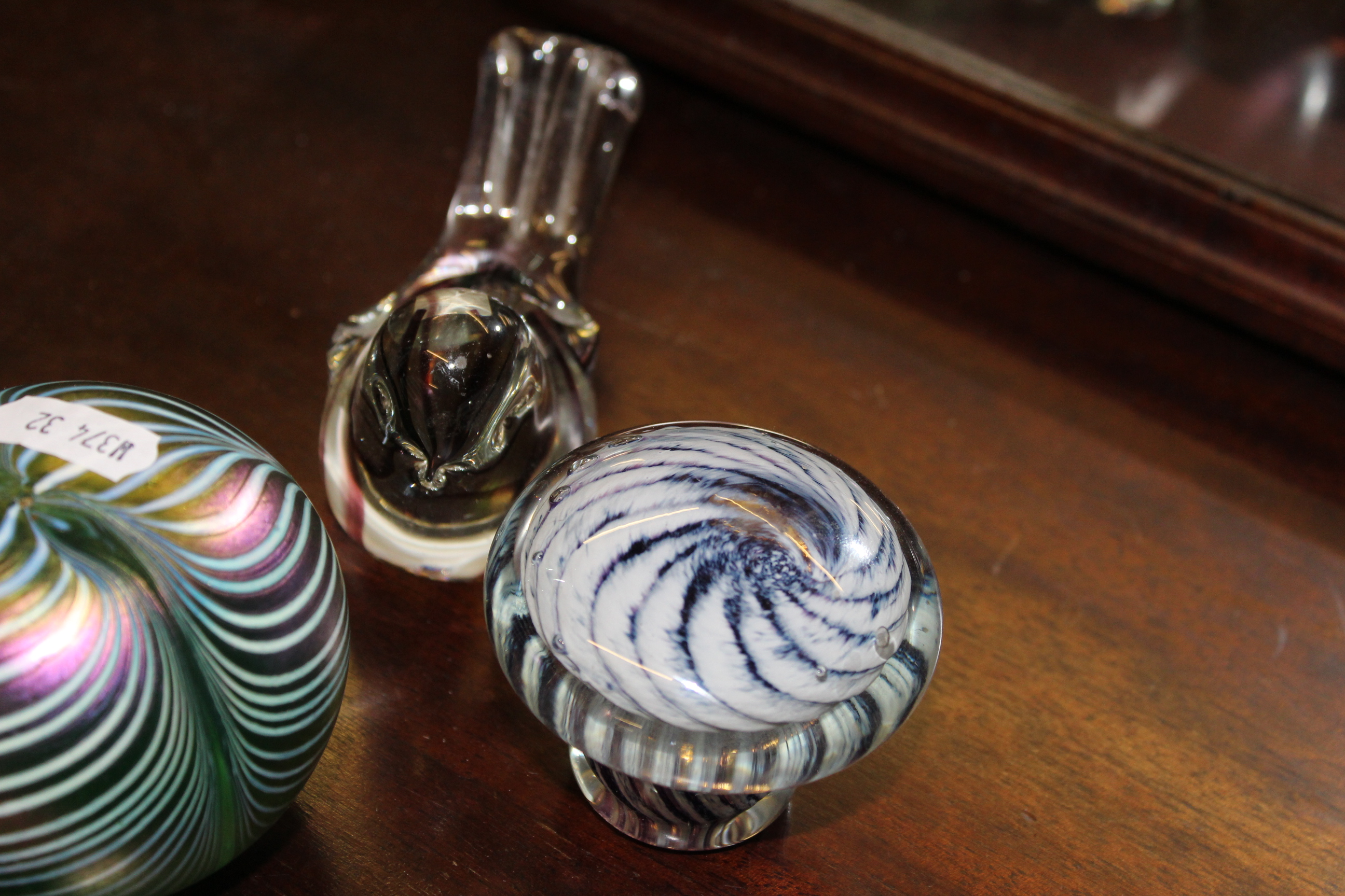 A John Ditchfield glass form iridescent Peacock design paperweight, No. - Image 4 of 4