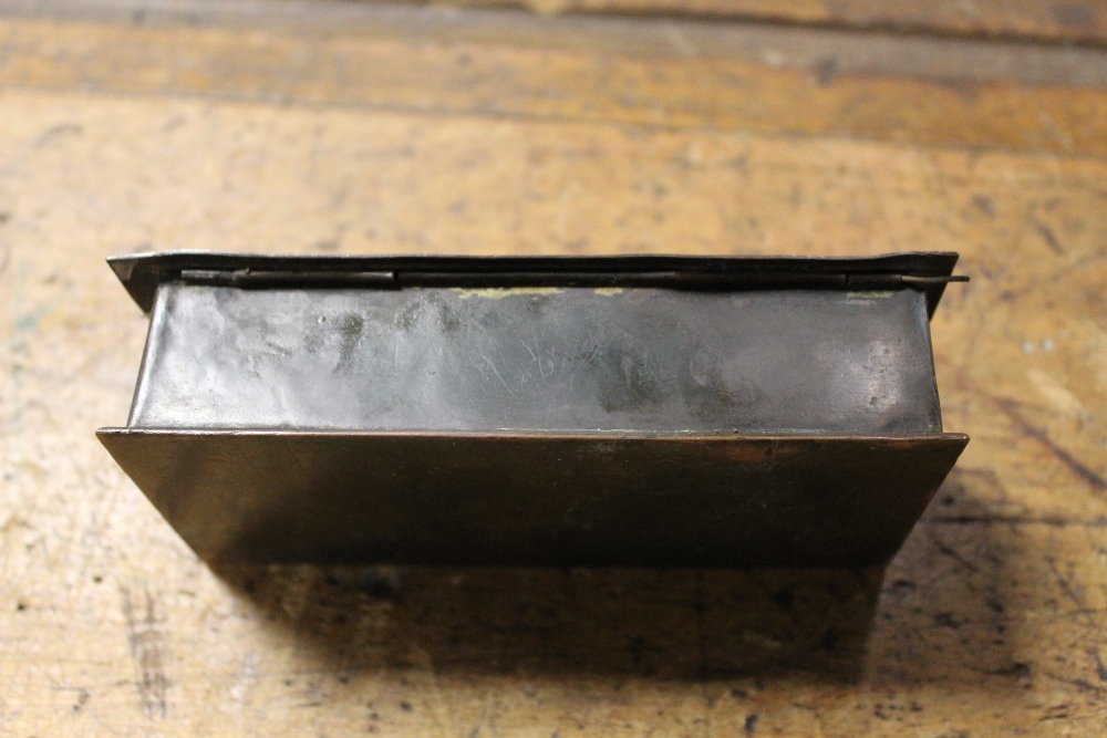 An early 20th century Art Nouveau brown patinated copper rectangular lidded box, - Image 6 of 9