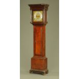 An oak longcase clock, with brass dial inscribed "Jonas Barber" with eight day movement.