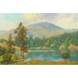 Donald Ayres, oil on canvas "Tarn Hows". 39 cm x 59 cm, framed, signed.