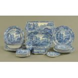 A quantity of Copeland Spodes Italian blue and white transfer printed ware, comprising ashette,