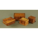 Four Sorrento puzzle boxes. Largest length 23 cm.