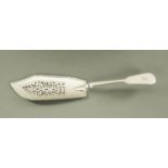 A Victorian silver fish slice London 1838, maker Mary Chawner. 178 grams, length 32 cm.