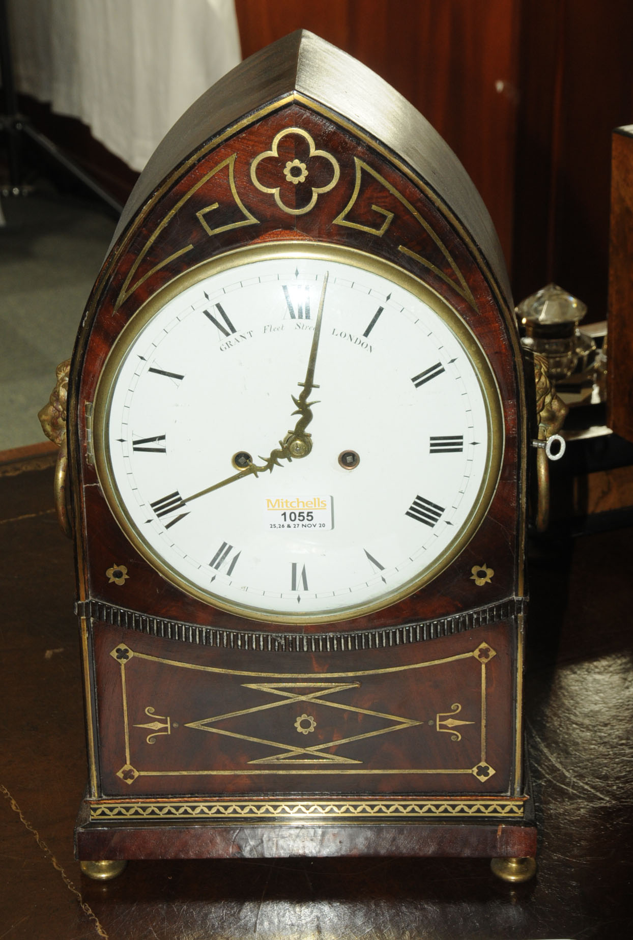 A Regency mahogany brass strung lancet type bracket clock, by Grant Fleet Street London, - Image 13 of 13