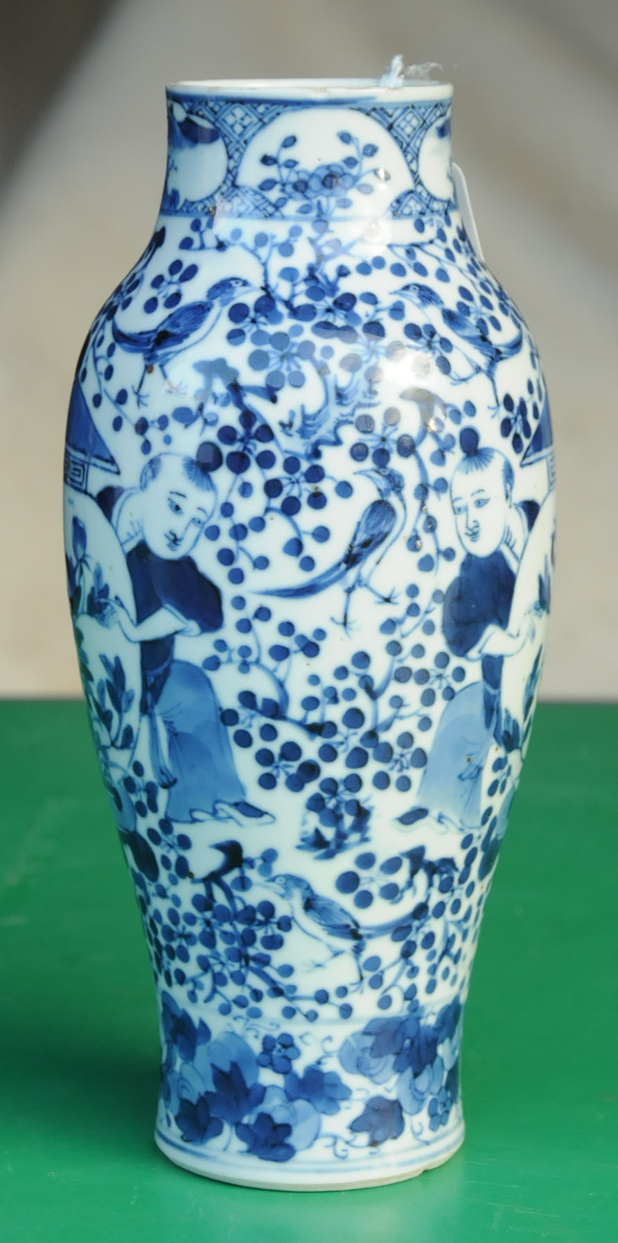 A 19th century Chinese vase, blue and white decorated with figures, four character mark to base. - Image 6 of 9