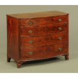 A Regency mahogany bowfronted chest of drawers,