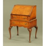 A Queen Anne style walnut ladies bureau,