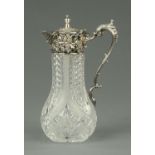 An Edwardian cut glass claret jug,