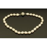 A freshwater pearl necklace.