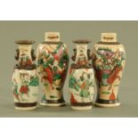 Two pairs of Chinese crackle ware vases,
