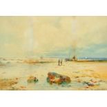 Thomas Sidney (1887-1908), a watercolour coastal scene. 34 cm x 50 cm.