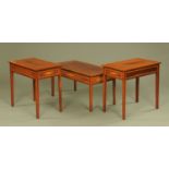 A pair of Edwardian style inlaid mahogany low bedside tables,