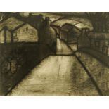 Percy Kelly (1918-1993), a charcoal drawing "Cumbrian Village", 22.