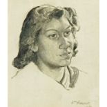 William Armour, a pencil drawing "Sandhya Bose". 18 cm x 15 cm, framed, signed and dated 1939.