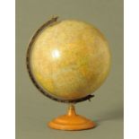 A Chandy Charan Dass and Co Ltd Calcutta Eagles 12" terrestrial globe,