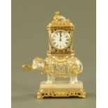 A late Victorian elephant mantle clock,