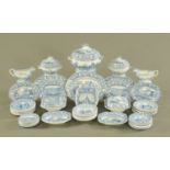 A 19th century dolls transfer printed blue and white dinner service,