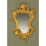 A 19th century gilt metal framed mirror in the Rococo style. Width 55 cm, height 59 cm.