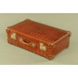 A vintage reptile skin case, with silver mounted accessories hallmarked London 1911,