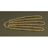 A 9 ct gold Figaro necklace. Length 756 mm, 15 grams.