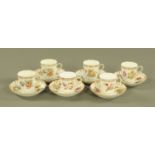 A set of six Dresden porcelain cabinet cups and saucers,