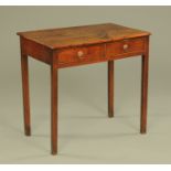 A 19th century oak side table, with three plank top and moulded edge,