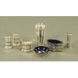 A Victorian silver cylindrical scent bottle together with a silver lidded mustard pot,