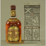 One bottle of Chivas Regal 12 year old whisky, boxed.