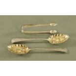 A pair of Georgian silver berry spoons, London 1804, maker John Blake,