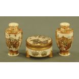 A pair of Satsuma vases, of small form, height 12 cm,