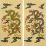 Two large Chinese watercolours, on rice paper, each +/- 104 cm x 51 cm, framed.