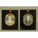 A pair of 19th century portrait miniatures "Ellen Terry", and "Henry Irving",