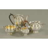 A four piece silver Regency style tea service, London 1896 maker Carrington & Co,