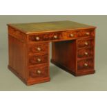 A 19th century mahogany pedestal desk,