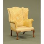 A Queen Anne style wing easy chair,