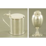 A George III Newcastle silver drum mustard, no date letter,