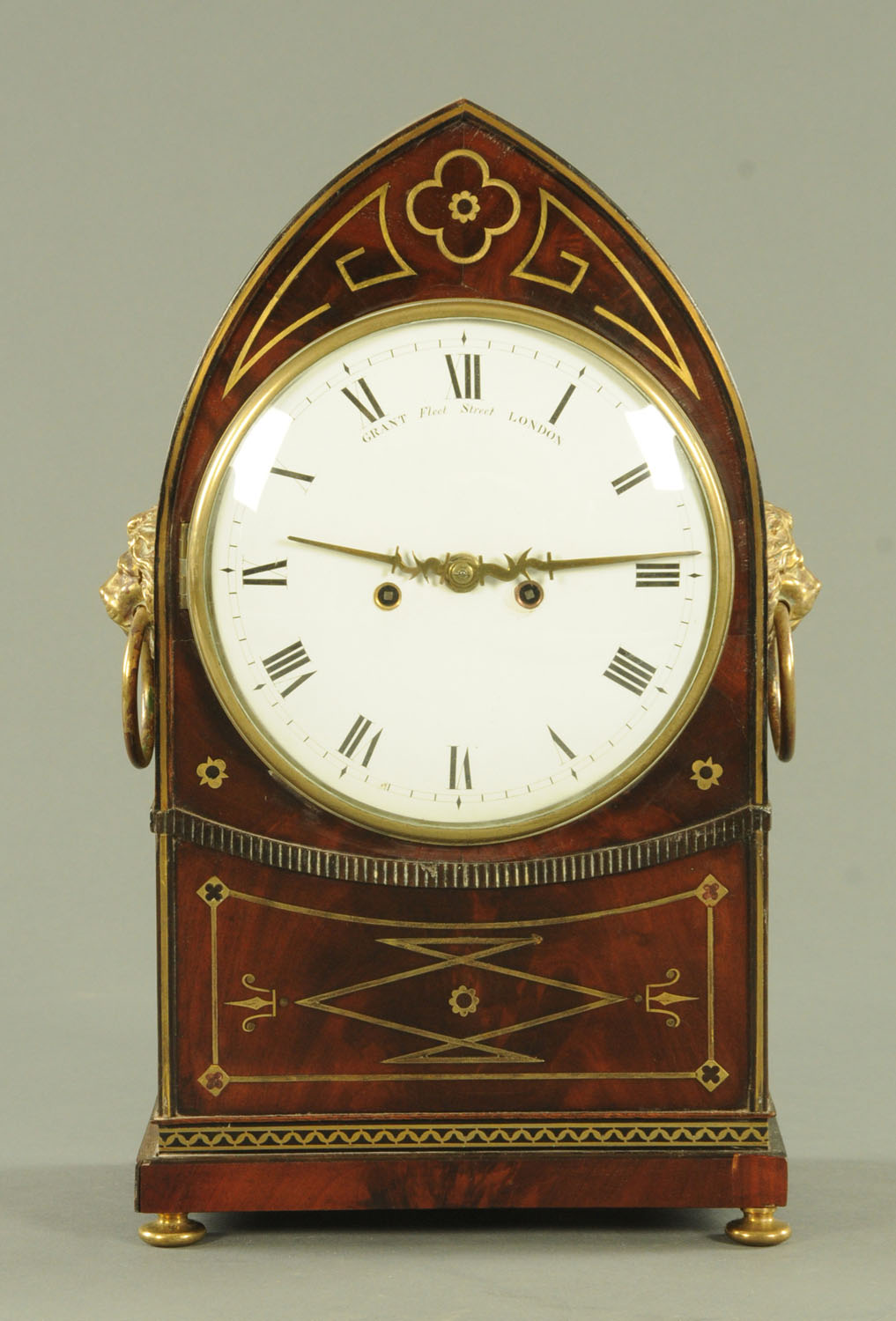 A Regency mahogany brass strung lancet type bracket clock, by Grant Fleet Street London, - Image 2 of 13