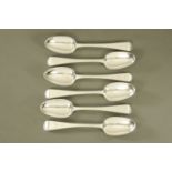 Six Victorian bright cut silver dessert spoons London 1846 maker Chawner & Co (George William