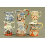 A collection of 19th century Masons and other stoneware jugs,