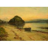 Oil on canvas, coastal scene. 24 cm x 34 cm, initialled B.P. and dated 1916.