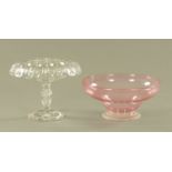 A 19th century cut and faceted glass table centre, and a Scottish glass fruit bowl, diameter 30 cm.
