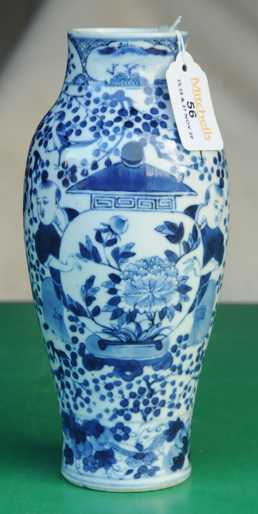 A 19th century Chinese vase, blue and white decorated with figures, four character mark to base. - Image 3 of 9