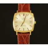 An 18 ct gold cased Omega De Ville gentleman's wristwatch, with date, inscribed verso.