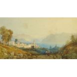 W. Collingwood Smith RWS, watercolour, "Alps of Savoy". 30 cm x 54 cm, framed, signed.